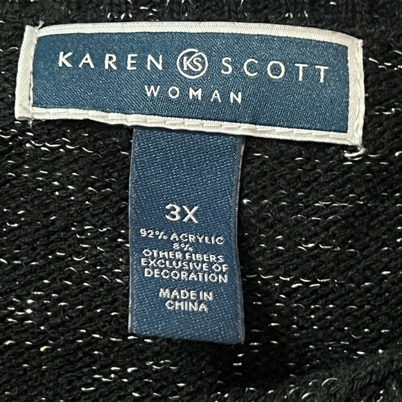 Karen Scott Black Sweater with Festive Accents size 3X - Picture 10 of 13